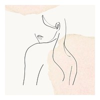 Nude woman wall art, minimal line drawing