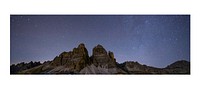 Moody aesthetic mountain art print poster, wanderlust wall decor, Tre Cime di Lavaredo in the Dolomites, Italy