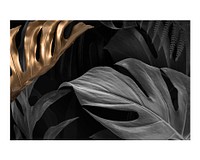 Gold monstera leaf art print, monotone, wall decor