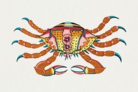 Ancient crab sticker, aquatic animal colorful illustration psd, remix from the artwork of Louis Renard