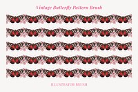 Butterfly illustrator brush vector seamless pattern set