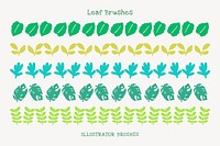 Leaf illustrator brush vector seamless pattern set