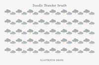 Lightning illustrator brush vector seamless doodle weather pattern set