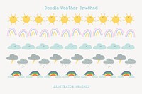 Cute pattern illustrator brush weather doodle vector add-on set