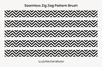 Zig zag illustrator brush vector seamless pattern set