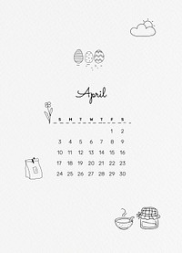 Cute 2022 April calendar, printable aesthetic monthly planner