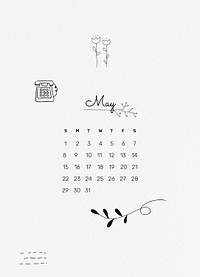 Doodle 2022 May calendar, printable aesthetic monthly planner