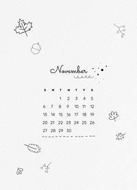 Cute November 2022 calendar template, editable monthly planner psd