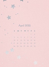Cute 2022 April calendar, printable aesthetic monthly planner
