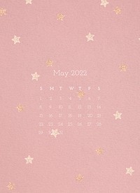Pink 2022 May calendar, printable aesthetic monthly planner