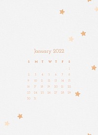 Cute January 2022 calendar, monthly planner