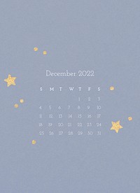 December 2022 calendar template, editable monthly planner vector