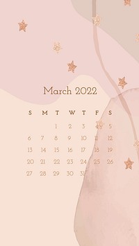 Cute 2022 March calendar, printable monthly planner iPhone wallpaper