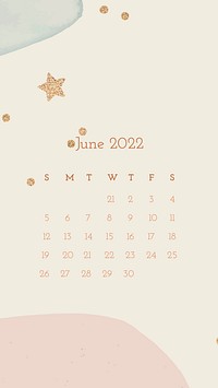 Cute 2022 June calendar template, editable iPhone wallpaper vector