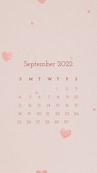 2022 September calendar, aesthetic feminine mobile wallpaper