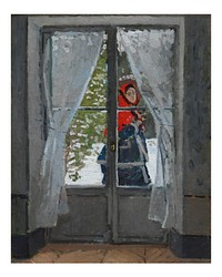 Claude Monet art print, famous painting of The Red Kerchief