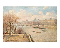 Pissarro art print, famous painting, The Louvre from the Pont Neuf