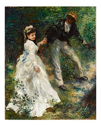 Pierre-Auguste Renoir art print, vintage impressionist painting, La Promenade