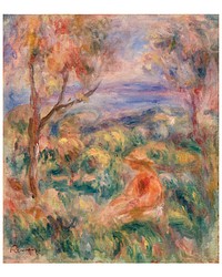 Pierre-Auguste Renoir art print, famous painting,  Seated Woman with Sea in the Distance