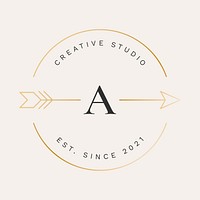 Creative studio branding logo template, simple tribal gold arrow psd illustration