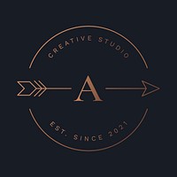 Aesthetic business arrow logo template, minimal graphic psd