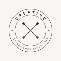 Creative studio branding logo template, simple tribal black cross arrow psd illustration