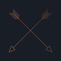 Aesthetic cross arrow copper logo element vector, simple tribal design