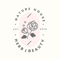 Rose business logo template, pink flower design for beauty brands psd