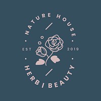 Rose business logo template, flower design for beauty brands psd