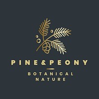 Organic botanical gold logo template, leaf illustration for business psd