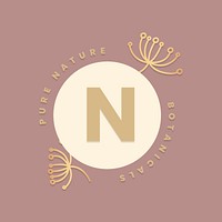 Elegant botanical logo template, modern design for organic business psd