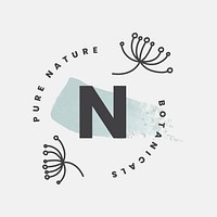 Minimal botanical logo template, modern design for organic business psd