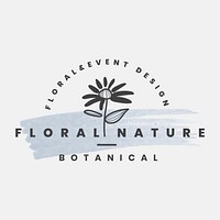 Flower business logo template, aesthetic design psd