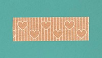Cute washi tape collage element, orange wave pattern