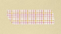 Grid washi tape collage element, pink pattern, diary decoration
