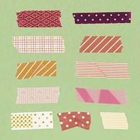 Colorful washi tape clipart, cute pattern, collage element vector set