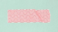 Pattern washi tape clipart, red wave in cute design 