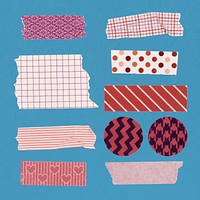 Cute washi tape clipart, striped patterns vector set