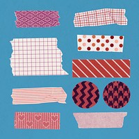 Cute washi tape clipart, striped patterns psd set