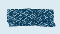 Blue washi tape sticker, vintage pattern collage element psd