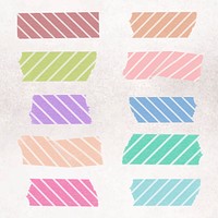 Stripe washi tape clipart, colorful pattern design vector set