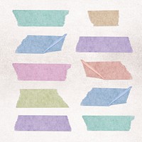 Pastel washi tape clipart, cute stationery collage element psd collection
