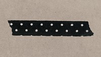 Cute washi tape collage element, black polka dot pattern design psd