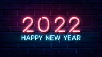 2022 neon desktop wallpaper, high resolution new year background psd