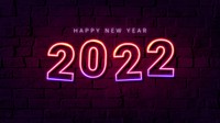2022 neon desktop wallpaper, high resolution new year HD background vector