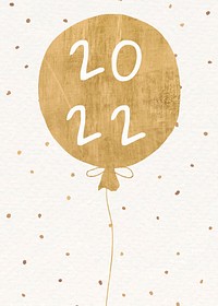 2022 gold balloons new year aesthetic season's greetings text with confetti