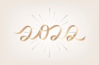 2022 gold new year text, aesthetic typography for new year card and background psd