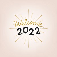 2022 welcome new year text, aesthetic typography on pink background psd