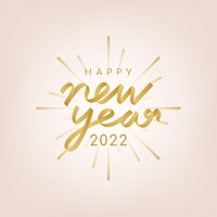 2022 gold happy new year text aesthetic season's greetings text on pink background psd
