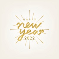 2022 gold happy new year text aesthetic season's greetings text on pastel yellow background 